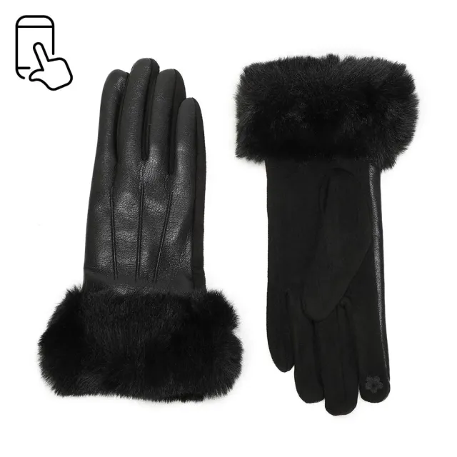 Gallantry Fleur d'Hiver gants tactiles noir fourrure
