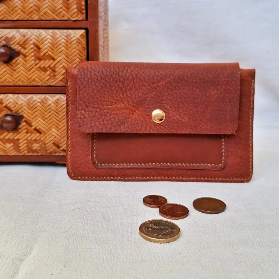 Atelier Anne R porte-monnaie cuir pleine fleur marron pull-up zip