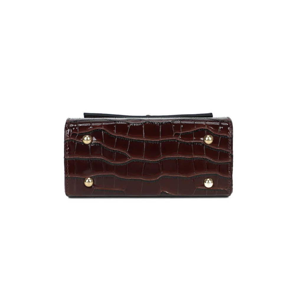 Gallantry Paris Exotique sac croco coffee verni