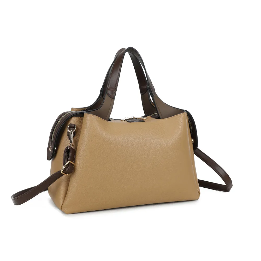 Gallantry Madison Chic sac à main Noir bicolore cuir grainé