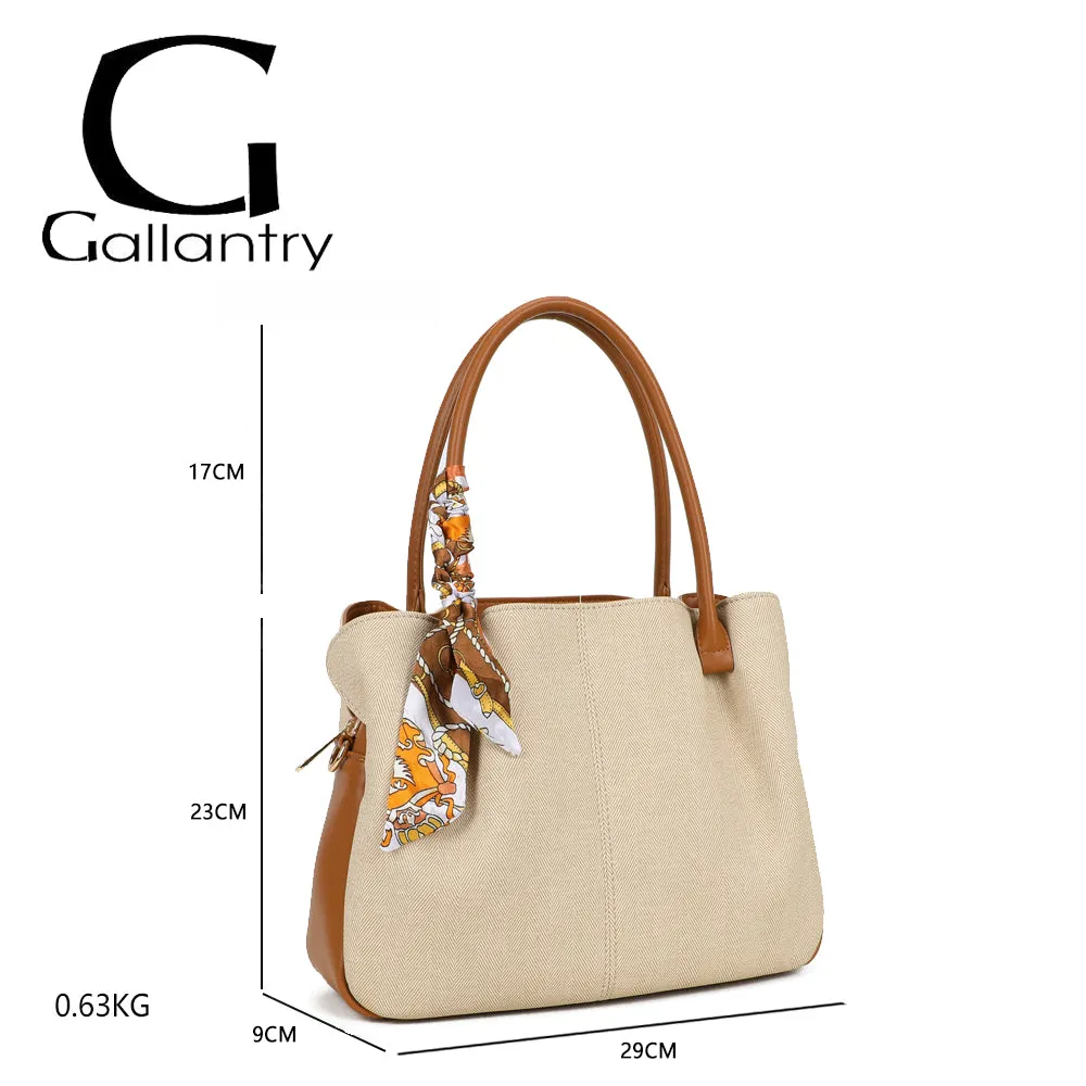 Gallantry Paris Mademoiselle Canvas Sac main toile chevron