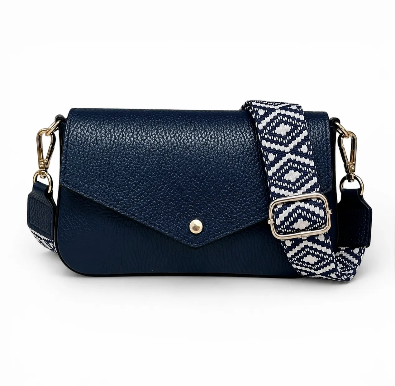 Hexagone Cuir Ikat anse bandoulière noir taupe