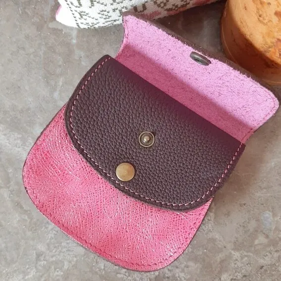 Atelier Anne R porte-monnaie cuir 2 compartiments rose