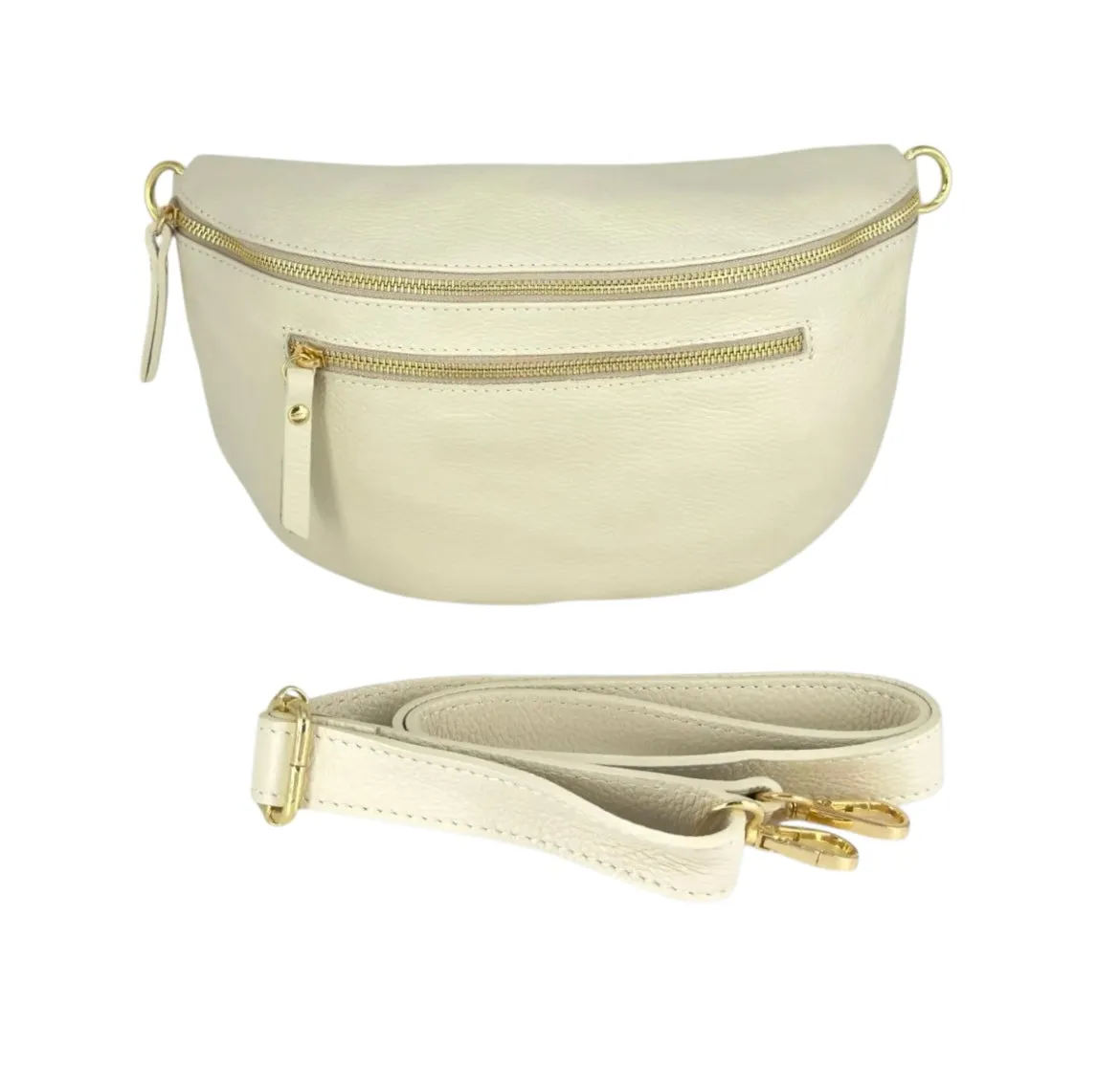 Hexagone Cuir Grande Banane sac banane 3 zips