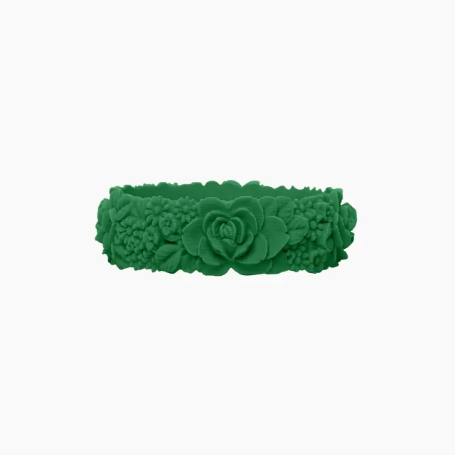 O bag Flower Big bracelet silicone vert émeraude