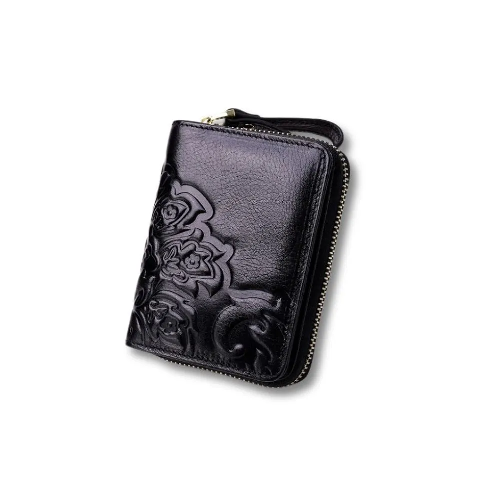 Maison Sacoches Noara porte-monnaie femme rouge floral cuir