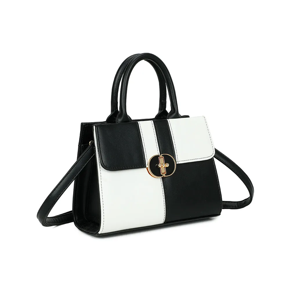 Gallantry Cléa Noir/Blanc sac à main bicolore fermoir doré