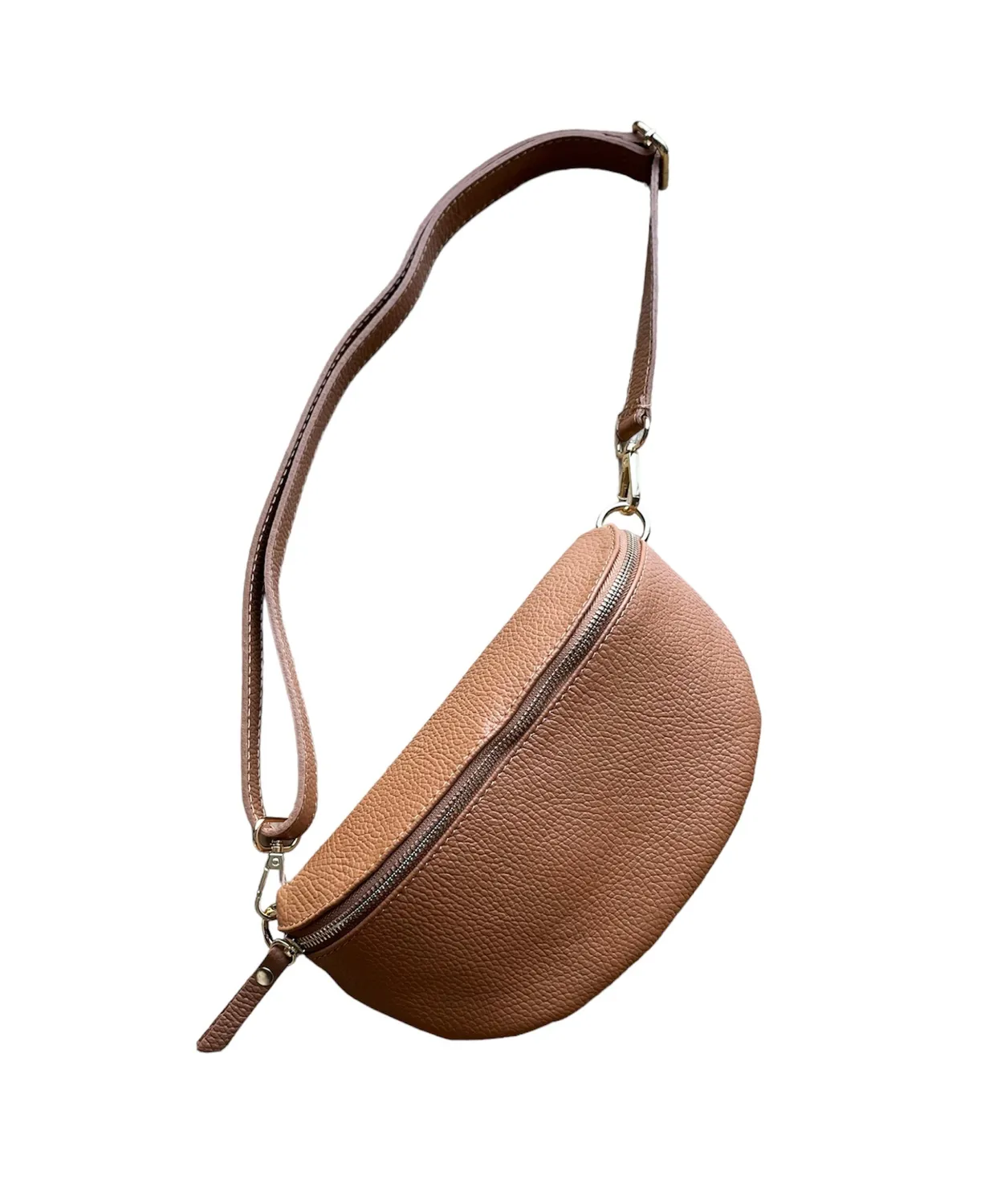 Hexagone Cuir Banane Medium sac banane cuir menthe grainé