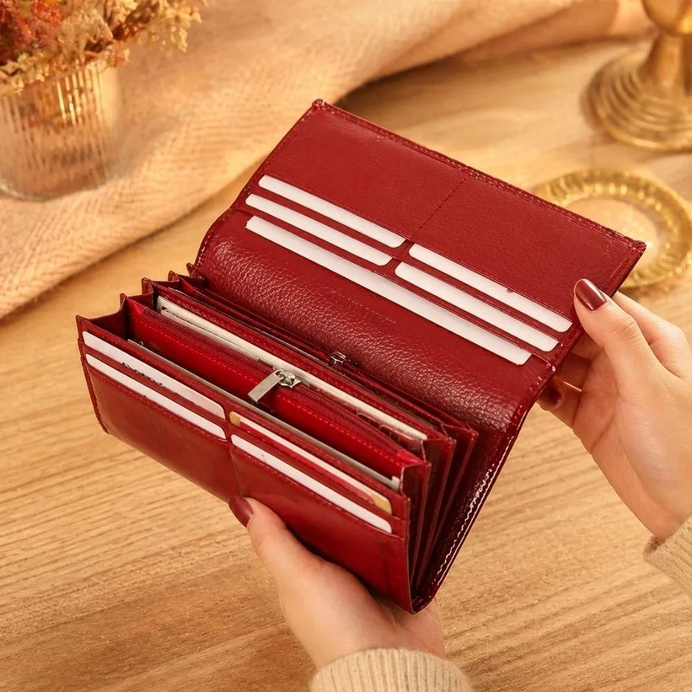 Maison Sacoches Avelia portefeuille cuir rouge