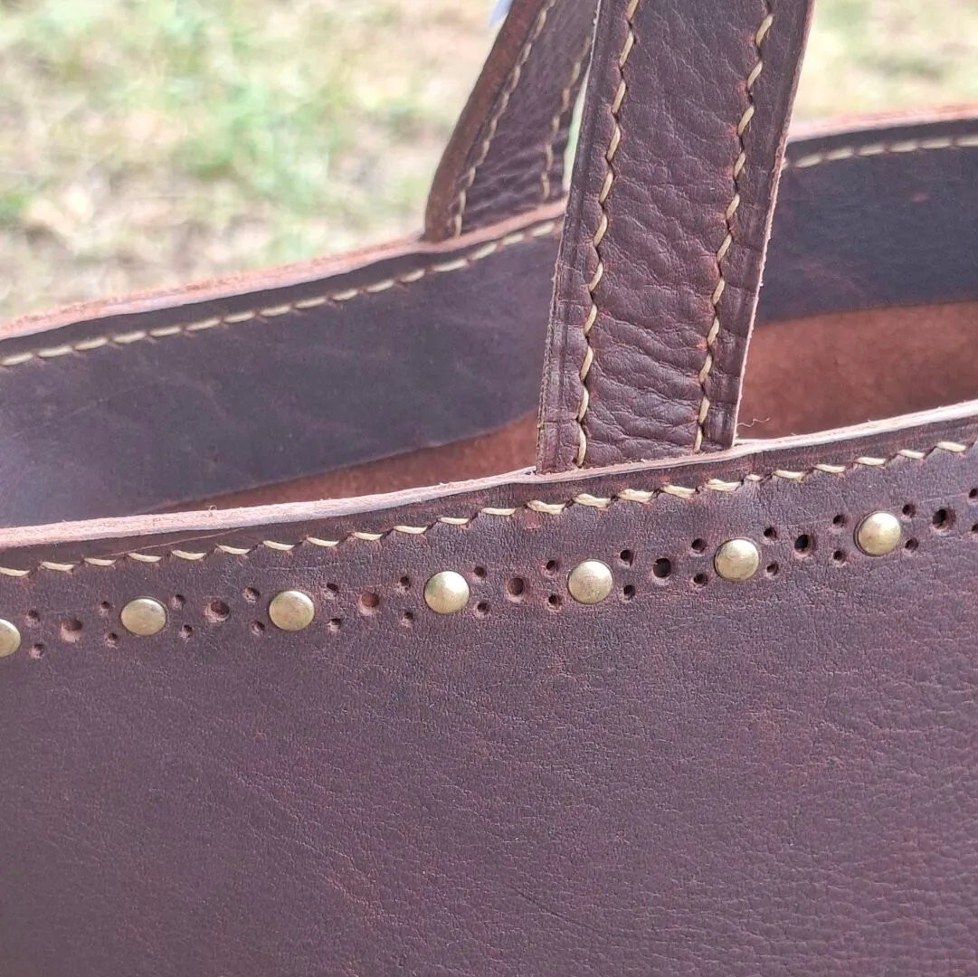 Atelier Anne R cabas cuir pull-up marron foncé grainé