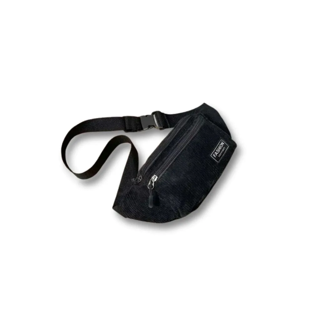 Maison Sacoches Macroupta banane velours noir double zip