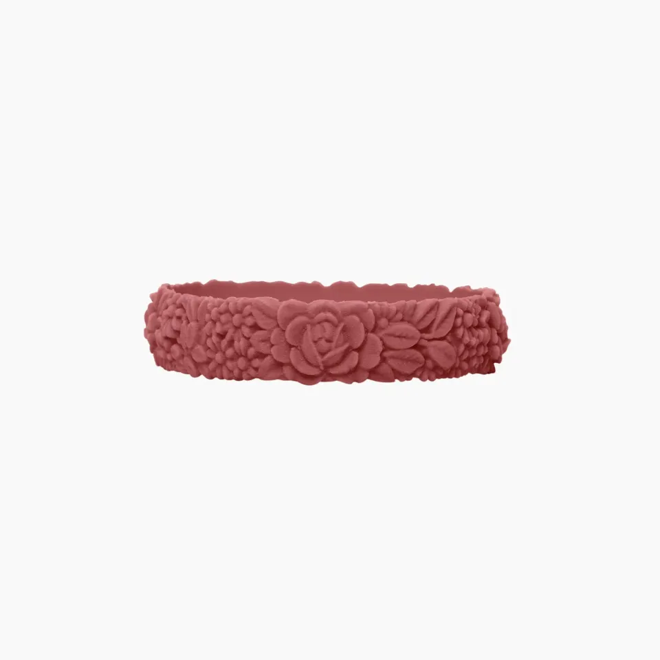 O Bracelet Flower Slim silicone marsala