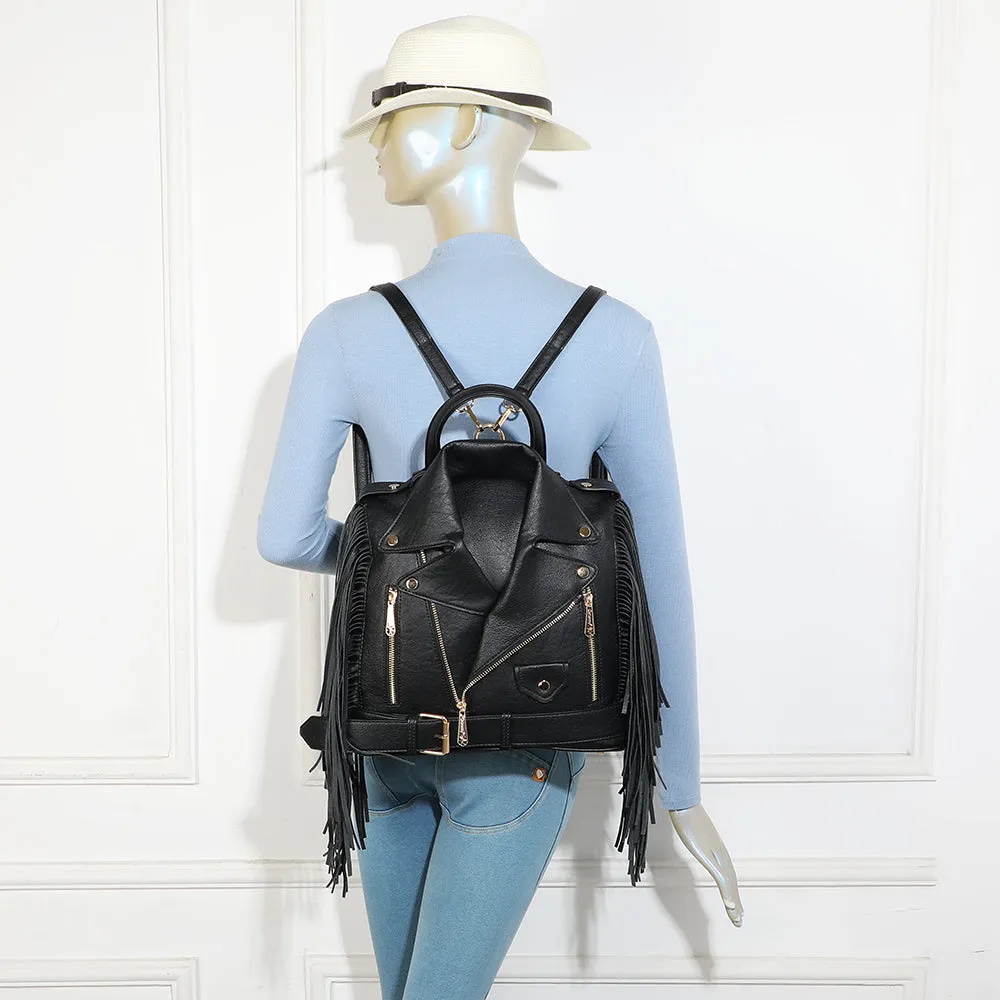 Gallantry Dakota Frangé sac noir perfecto franges