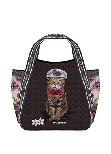 Téo Jasmin Jasmine Shikobu petit cabas chat marron
