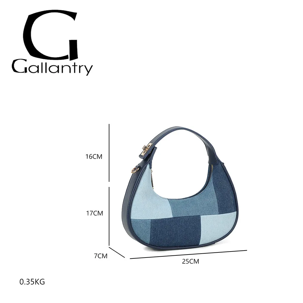 Gallantry Denim Chic sac demi-lune bleu denim