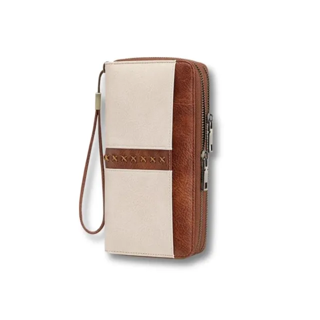 Maison Sacoches Nolia pochette téléphone femme marron-blanc