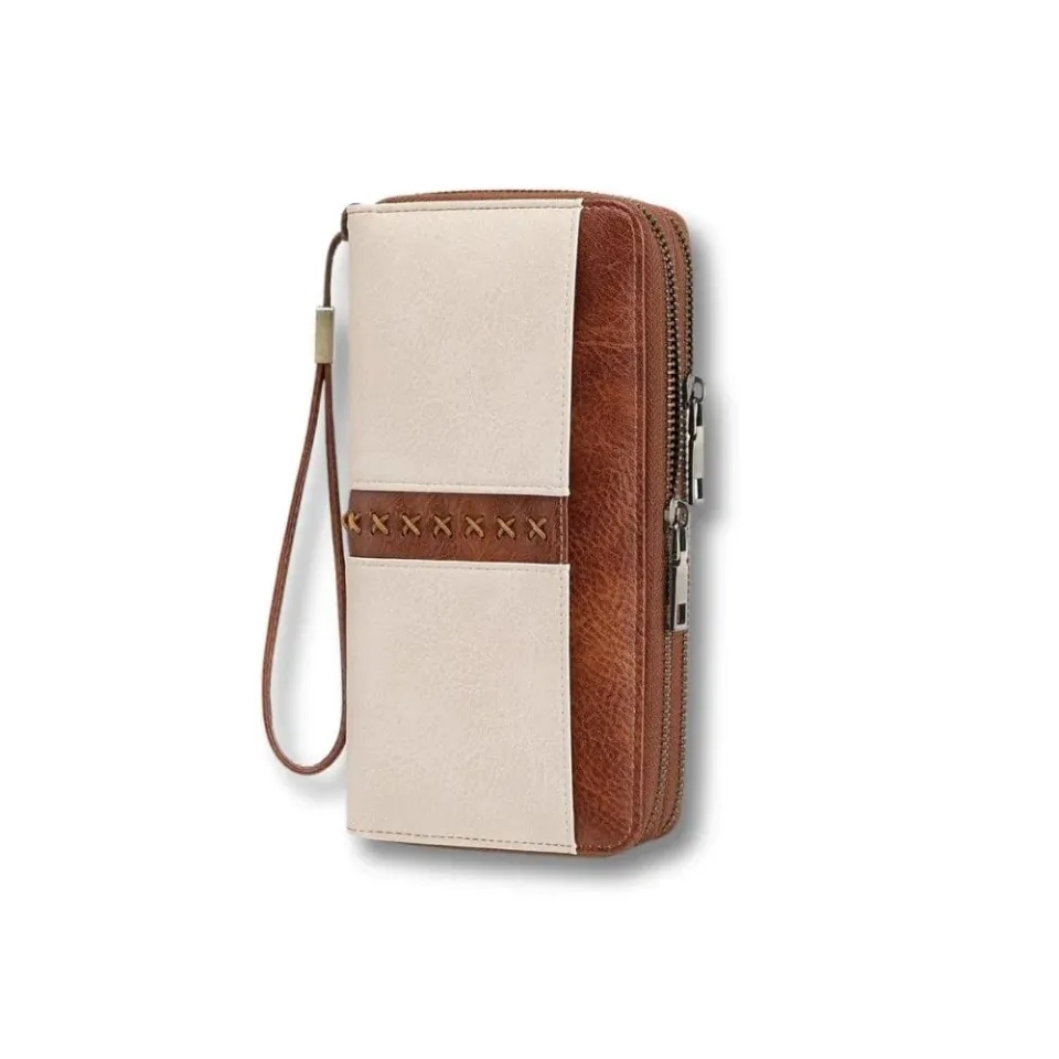 Maison Sacoches Nolia pochette téléphone femme marron-blanc