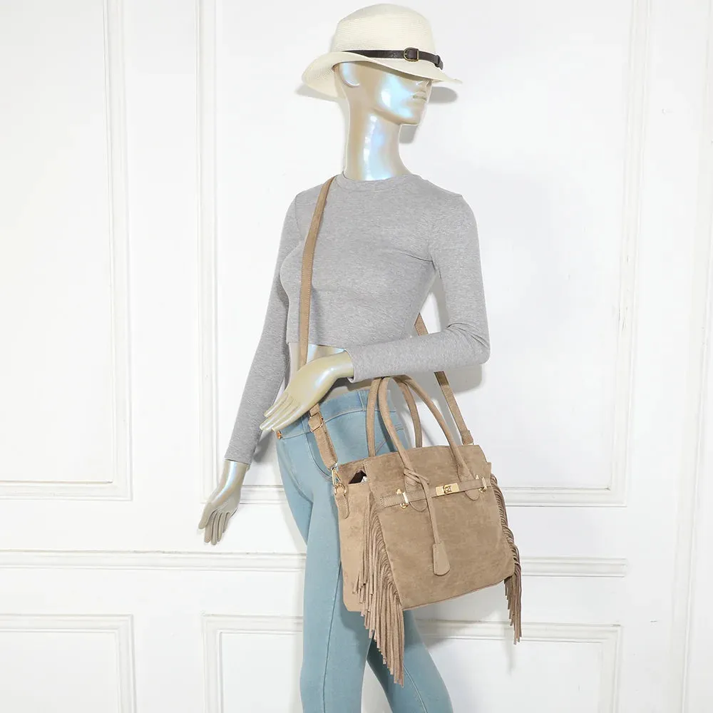 Gallantry Paris Nacara sac à main franges taupe foncé