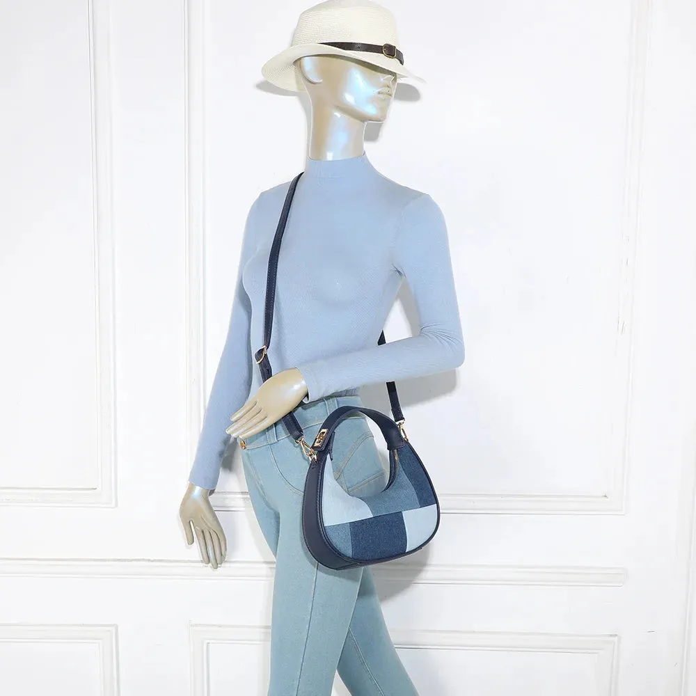 Gallantry Denim Chic sac demi-lune bleu denim