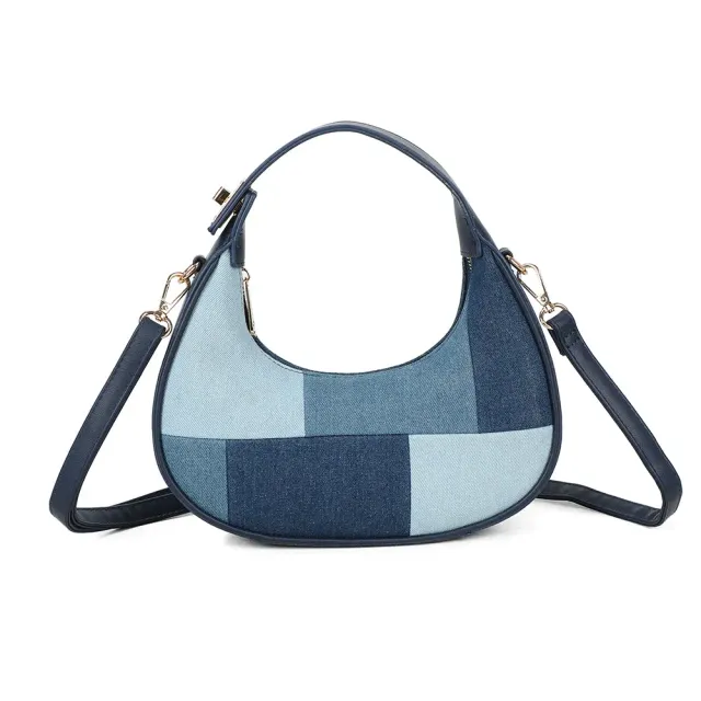 Gallantry Denim Chic sac demi-lune bleu denim