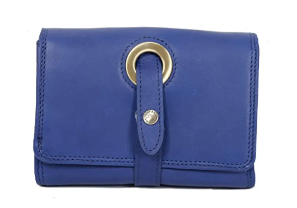 Hexagone Cuir Petit Oeillet portefeuille cuir cognac