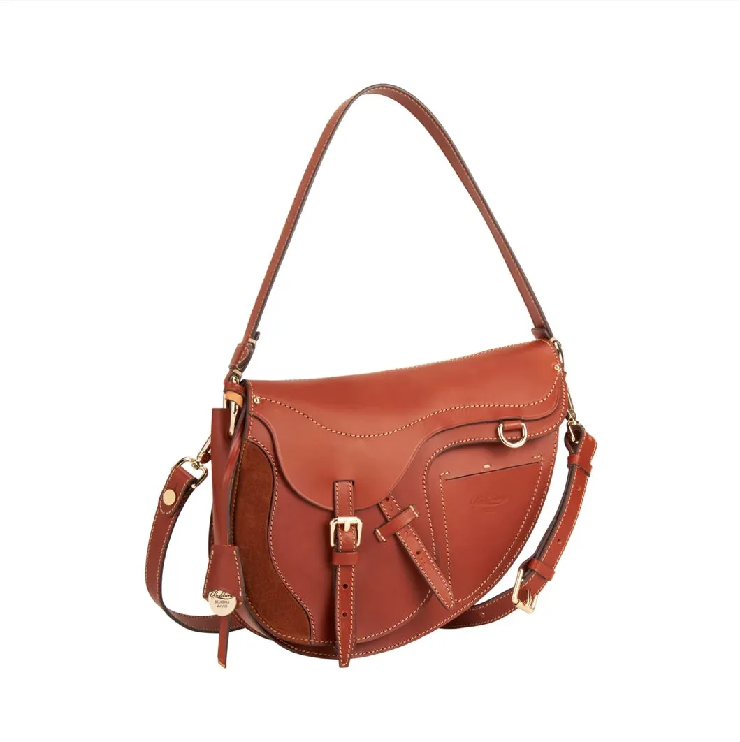 Hexagone Cuir Sellerie sac cuir cognac