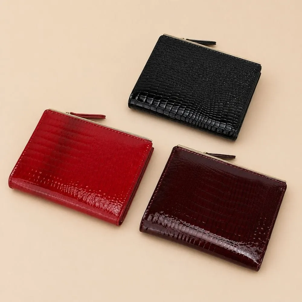 Maison Sacoches Elvia porte-monnaie femme rouge cuir croco