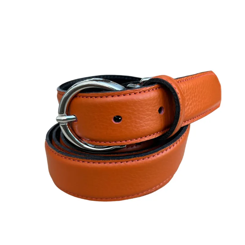 Hexagone Cuir Grainée ceinture cuir Noir 90 cm