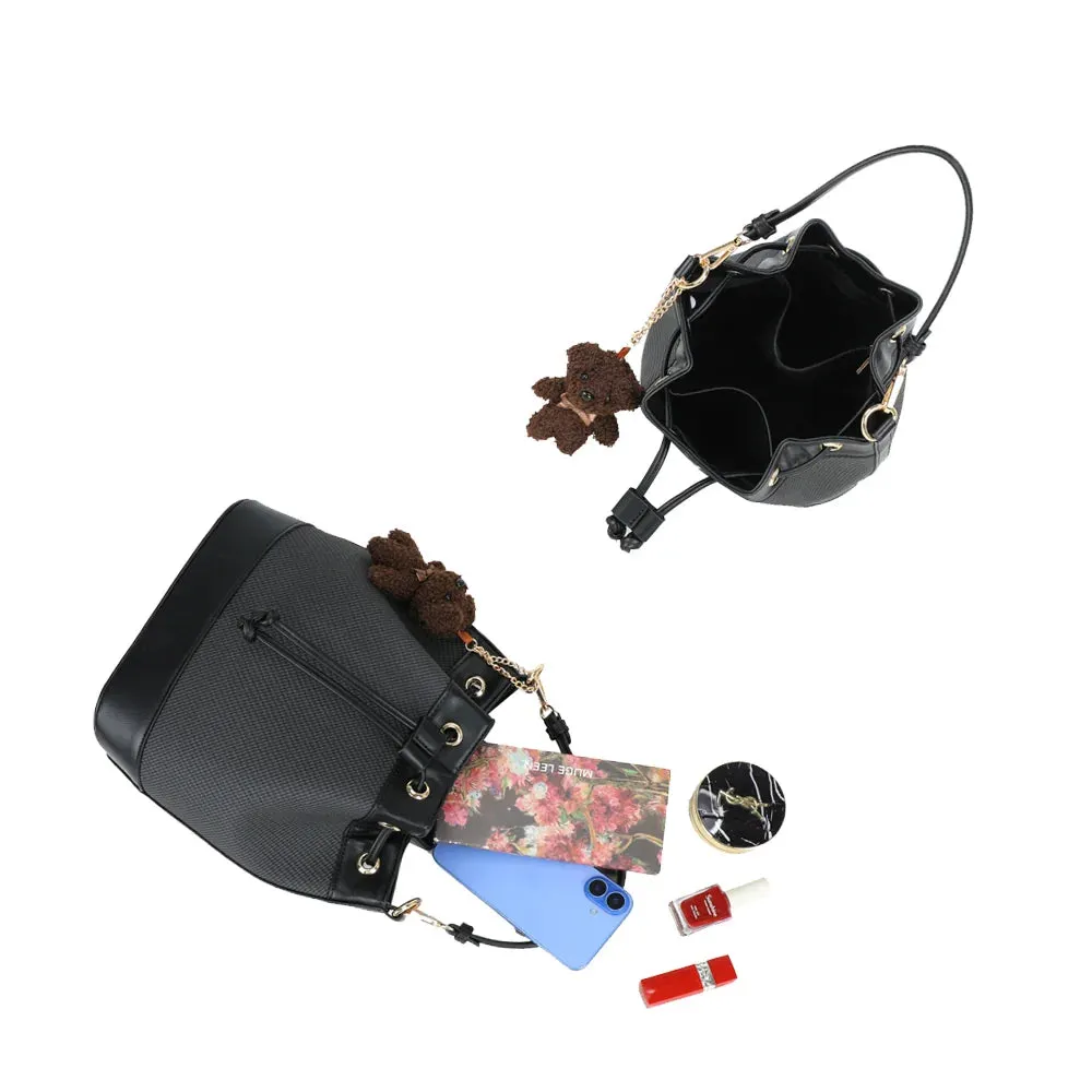 Gallantry Paris Lila Bucket sac seau noir cordon