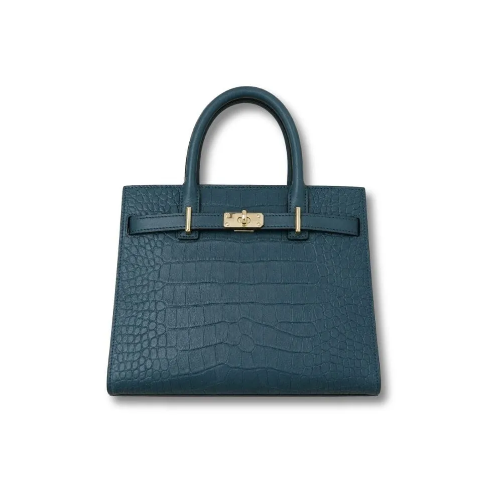 Maison Sacoches Sienna sac à main cuir bleu effet croco