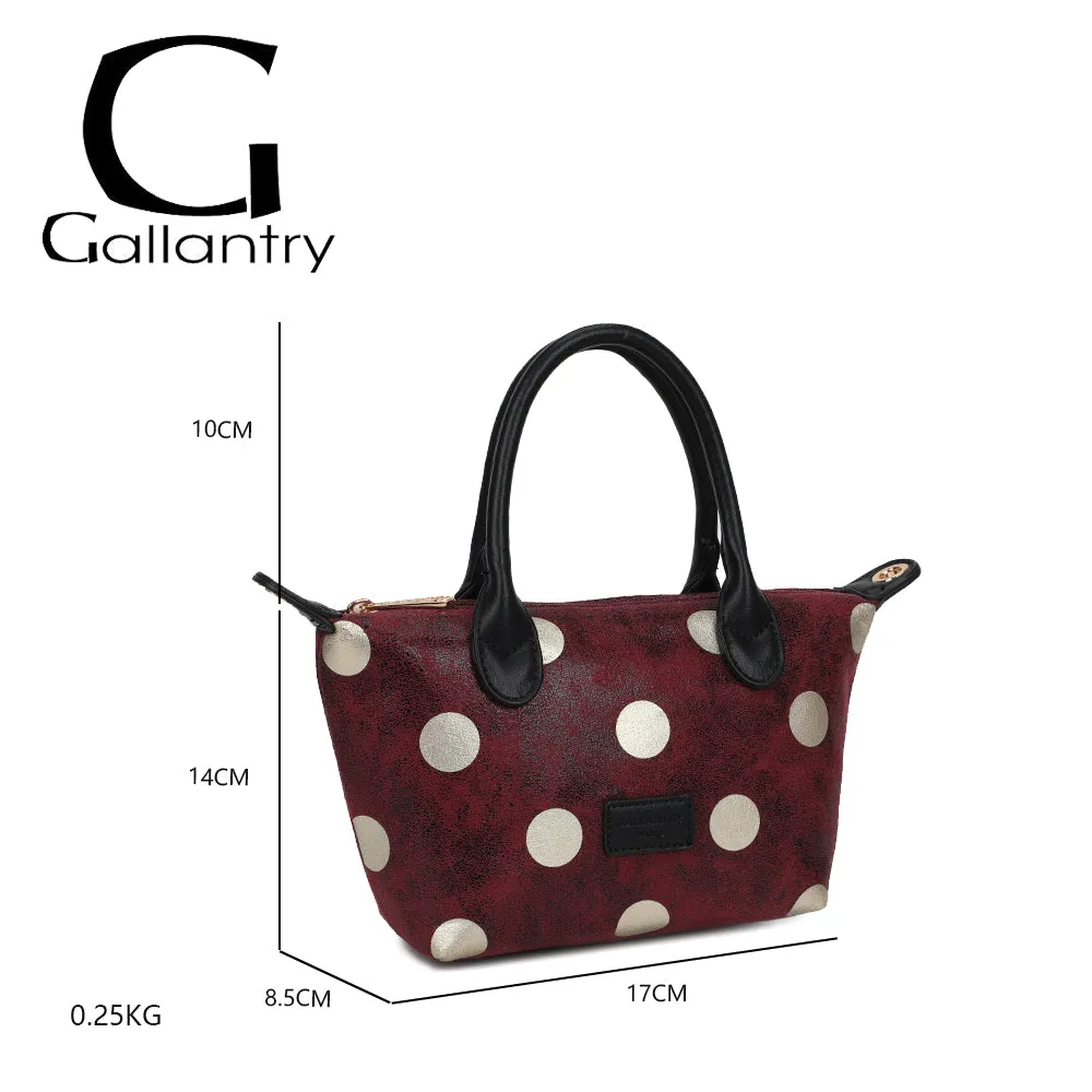 Gallantry Polka petit sac bordeaux pois métal