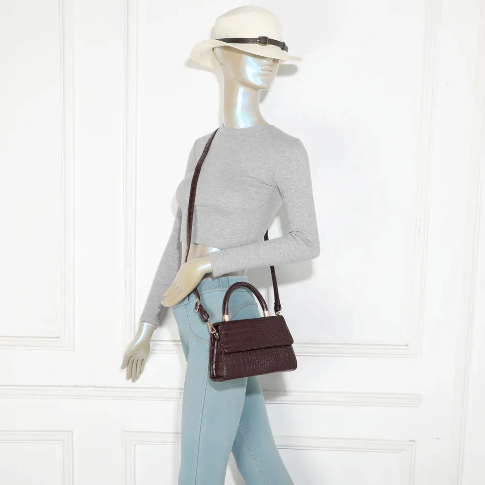 Gallantry Paris Brunello petit sac effet croco coffee