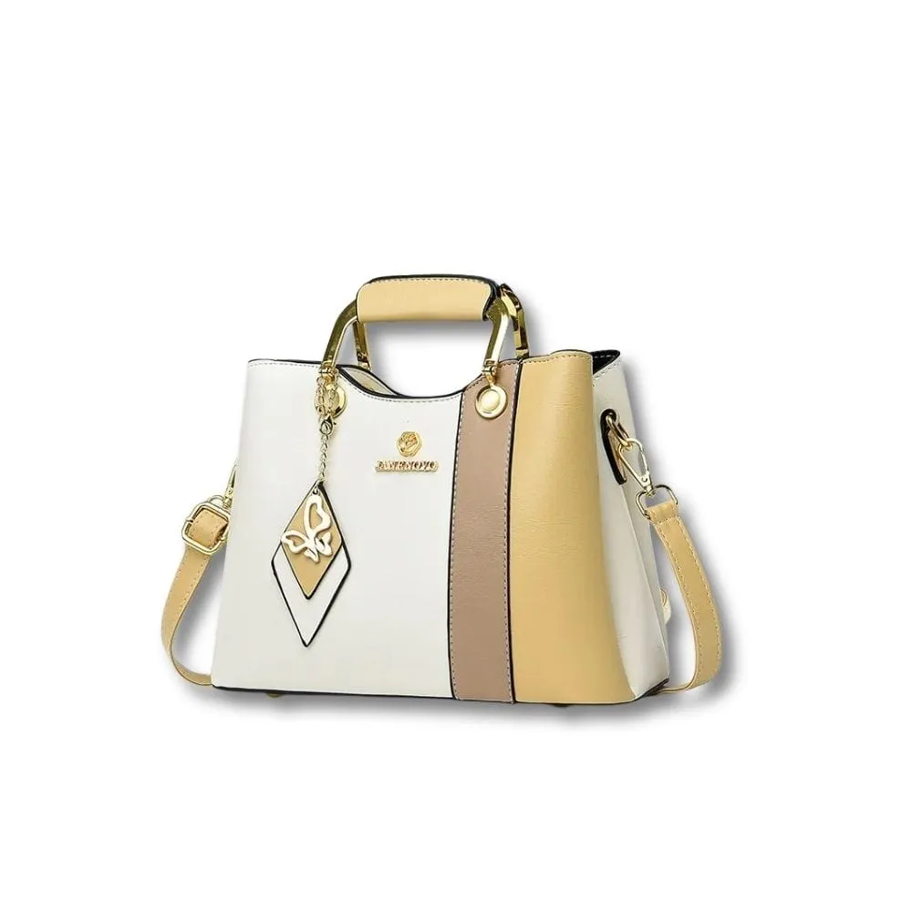 Maison Sacoches Noémie Sac à main bicolore kaki jaune