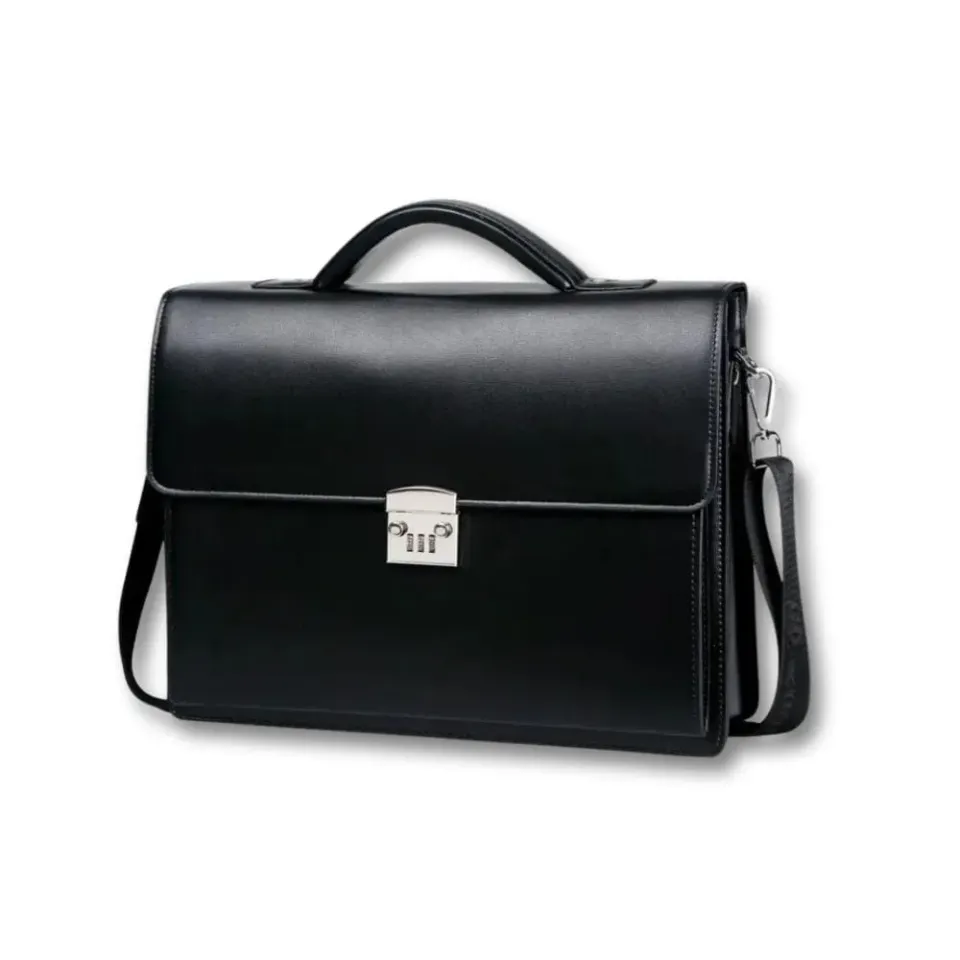 Maison Sacoches Baltor Porte-Documents Cuir Marron Serrure Code