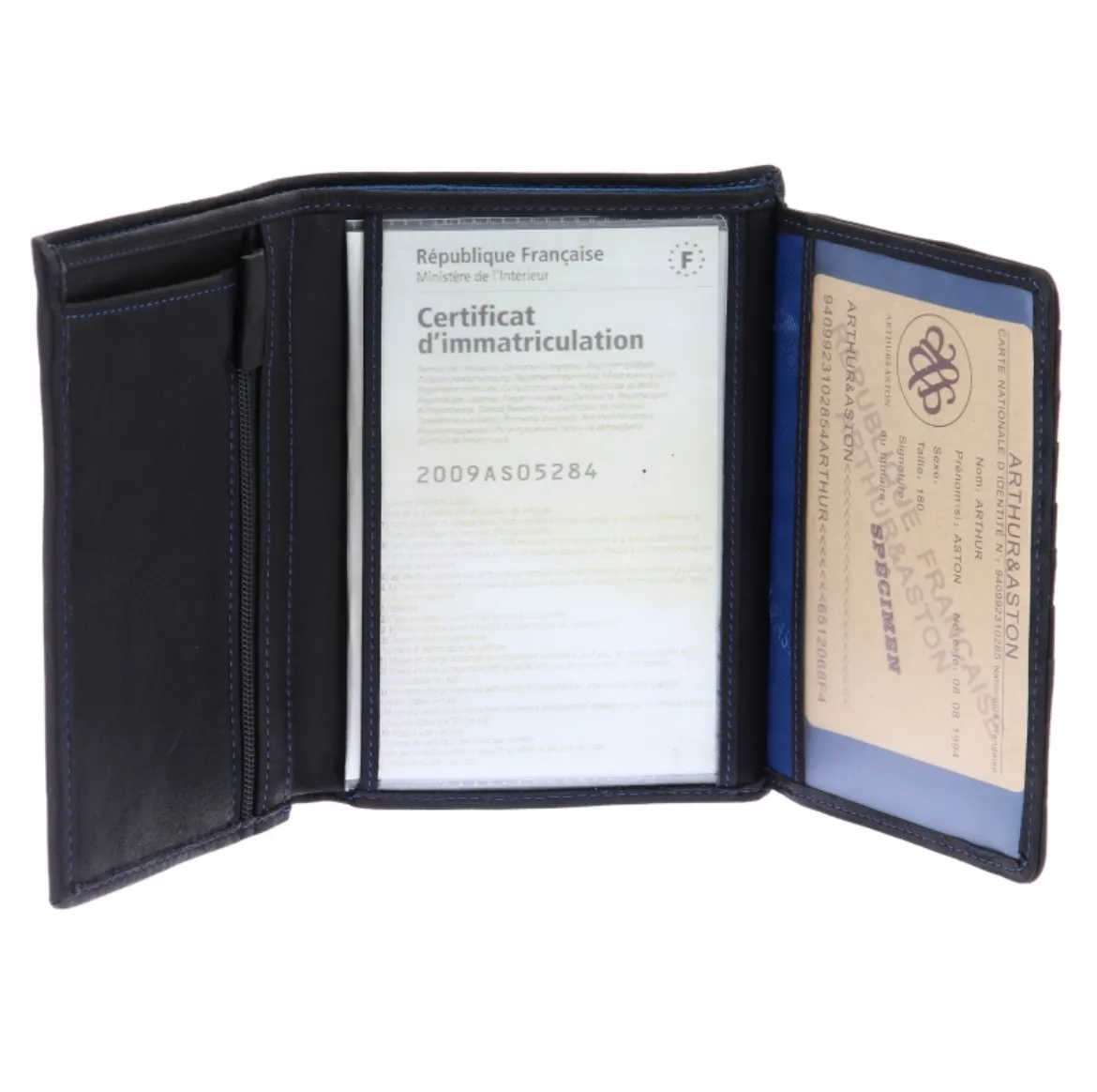 Hexagone Cuir AA Classique portefeuille cuir Marron fil orange