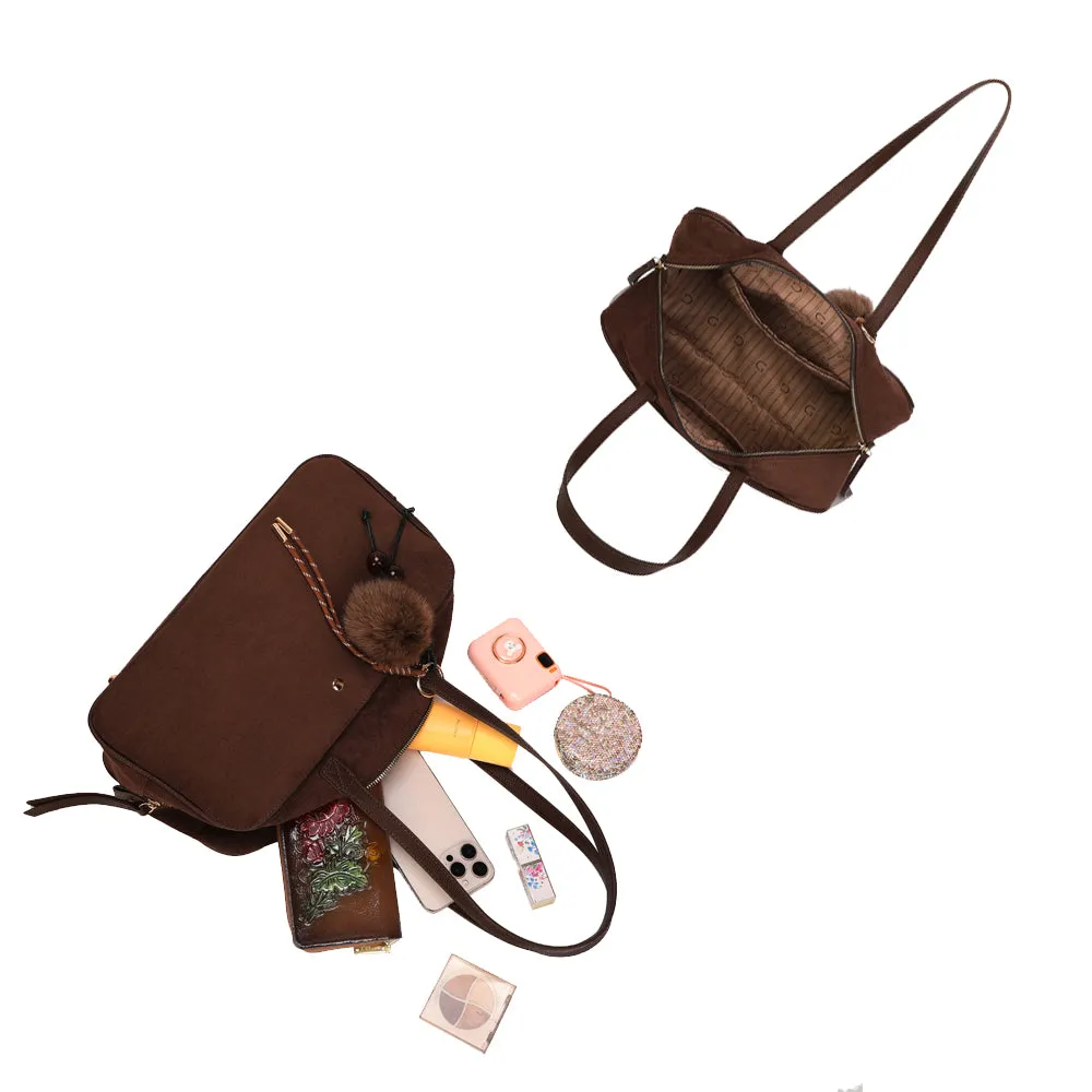 Gallantry Paris Ovalia sac à main épaule coffee suédine