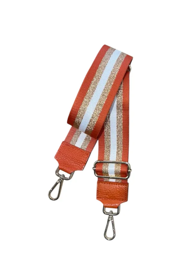 Hexagone Cuir Anse Rayure anse sac orange lurex doré
