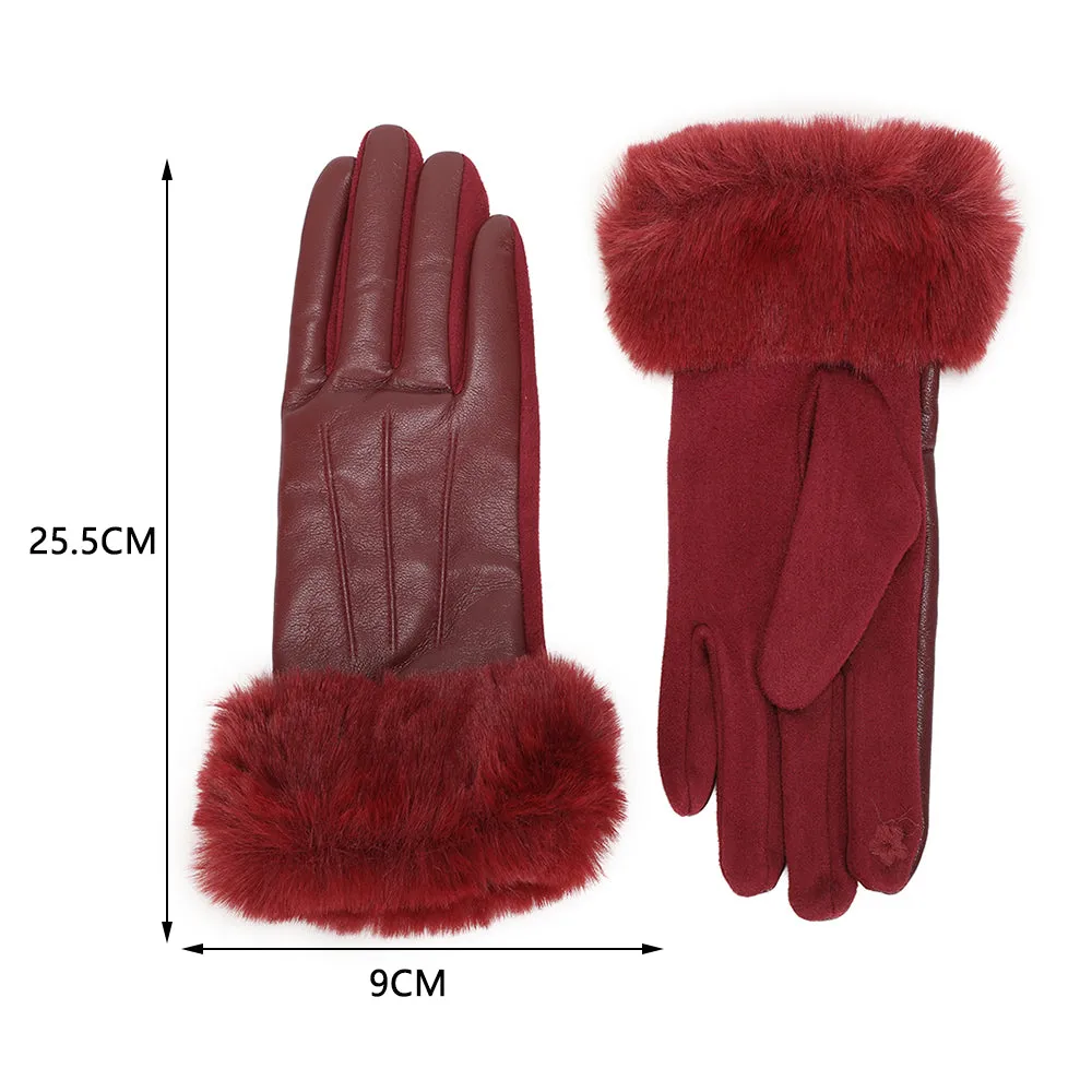 Gallantry Fleur d'Hiver gants tactiles noir fourrure