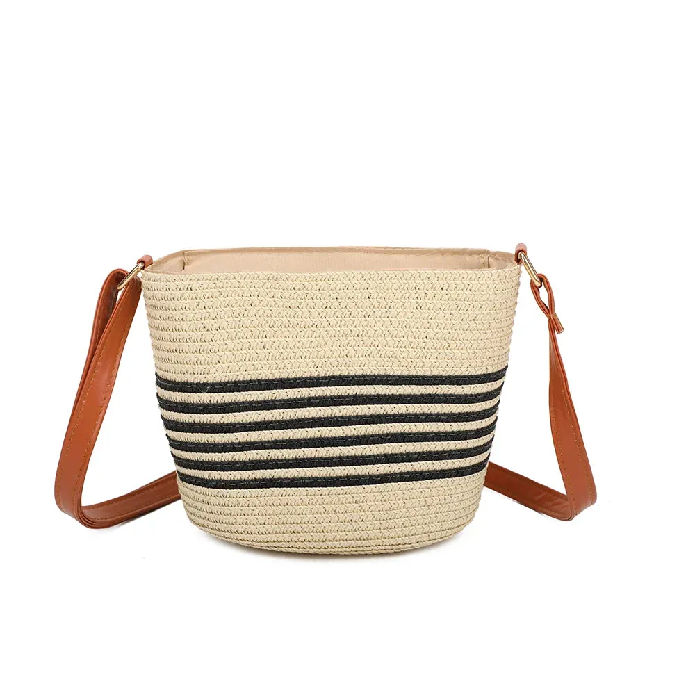 Gallantry Paris Solea bandoulière beige-noir paille