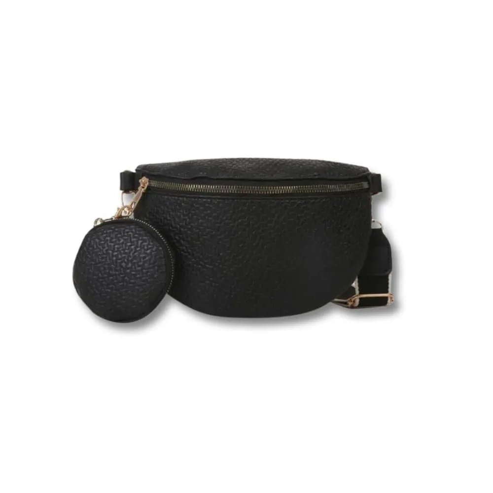 Maison Sacoches Linéa sac banane cuir noir porte-monnaie