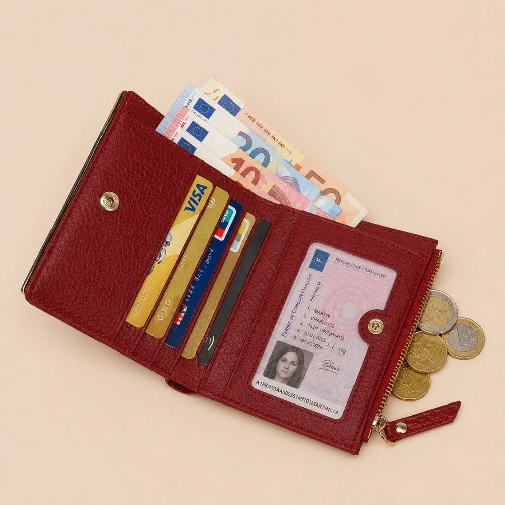 Maison Sacoches Elvia porte-monnaie femme rouge cuir croco