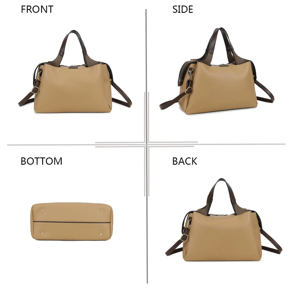 Gallantry Madison Chic sac à main Noir bicolore cuir grainé