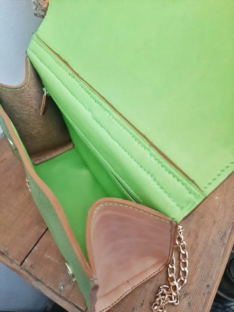 Atelier Anne R Cartouchière sac bandoulière cuir nacré