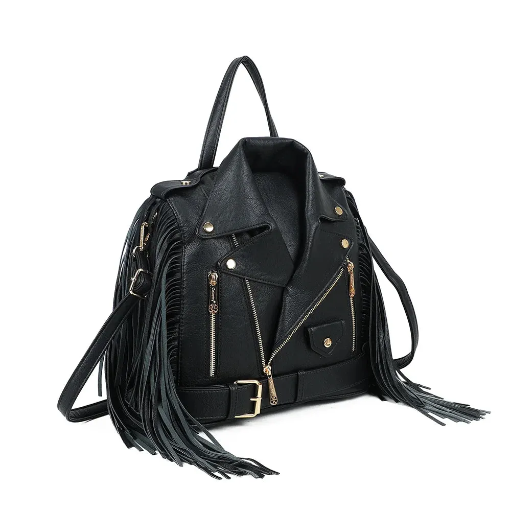 Gallantry Dakota Frangé sac noir perfecto franges