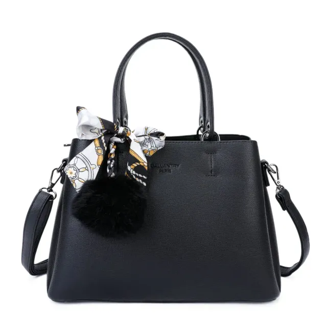 Gallantry Coquette sac à main noir à pompon foulard