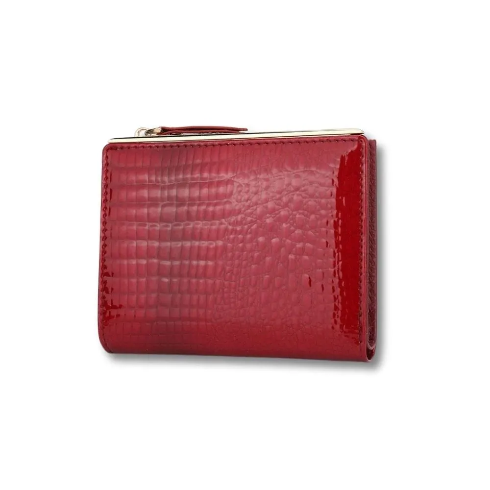 Maison Sacoches Elvia porte-monnaie femme rouge cuir croco