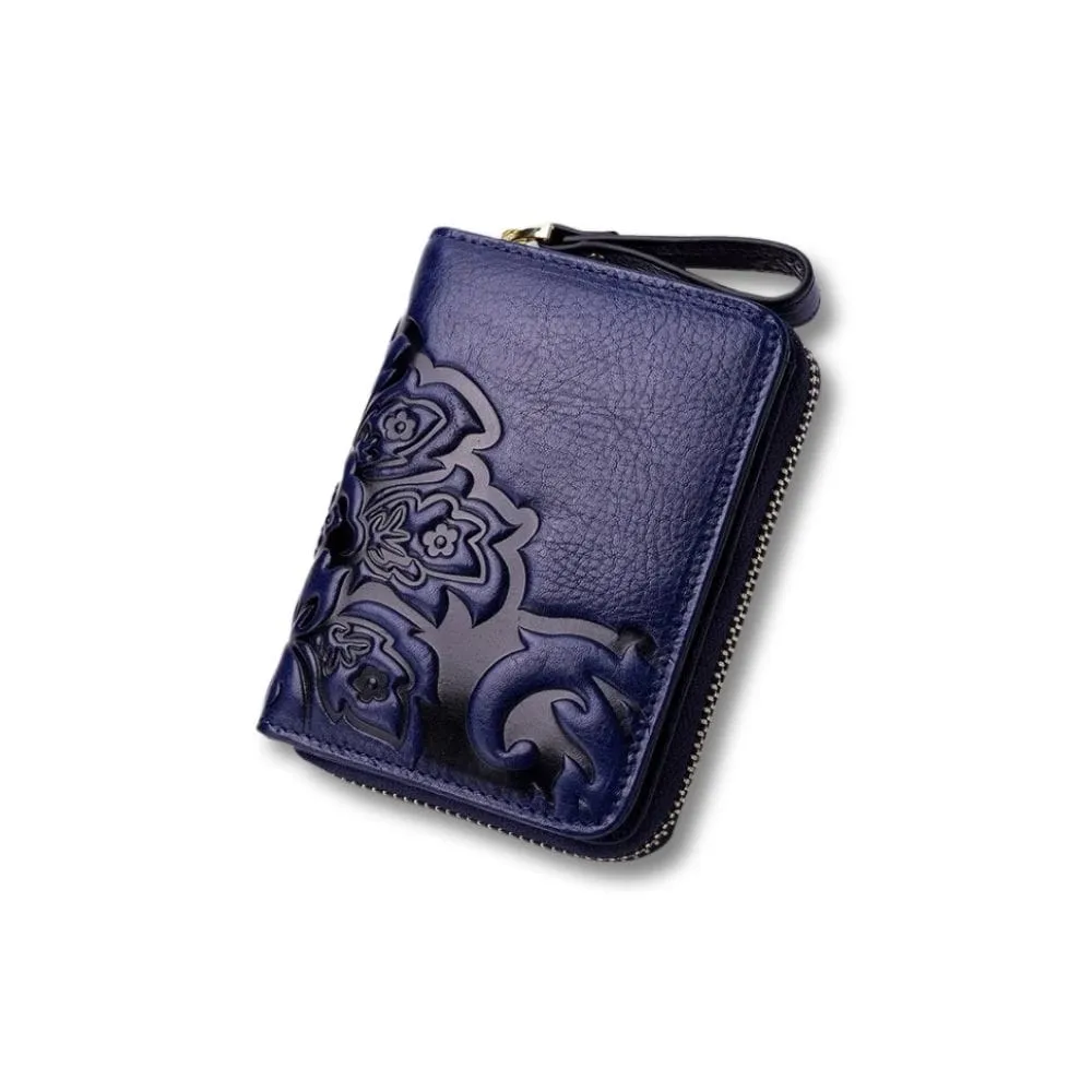 Maison Sacoches Noara porte-monnaie femme rouge floral cuir