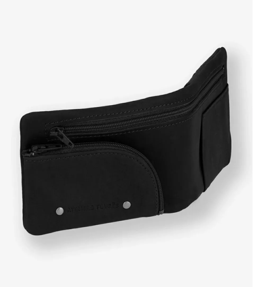 Hexagone Cuir Baroudeur portefeuille cuir noir zippé