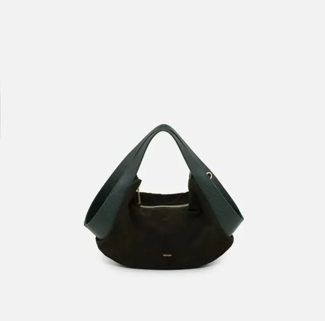 Hexagone Cuir Pauletti sac cuir noir daim