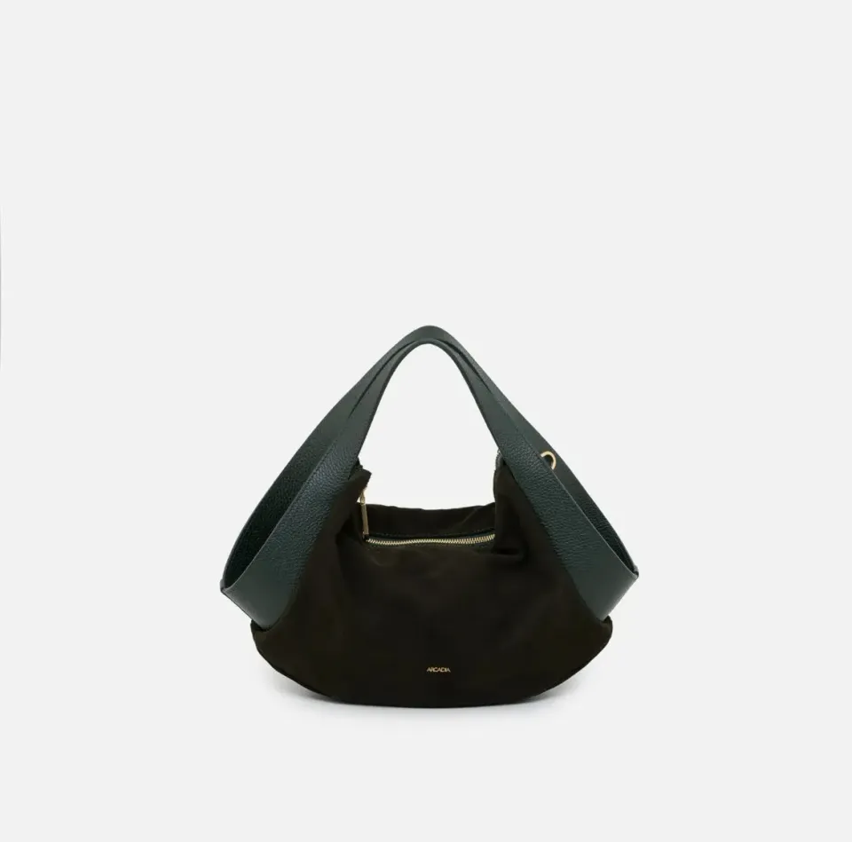 Hexagone Cuir Pauletti sac cuir noir daim